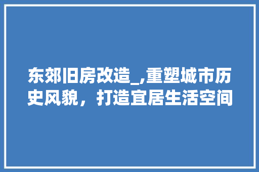 东郊旧房改造_,重塑城市历史风貌，打造宜居生活空间