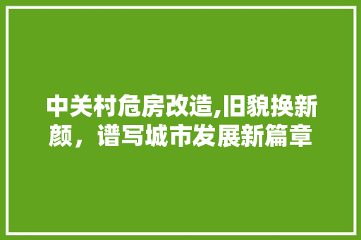 中关村危房改造,旧貌换新颜，谱写城市发展新篇章