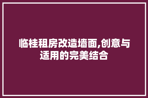临桂租房改造墙面,创意与适用的完美结合 墙面装饰