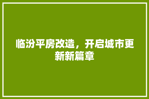 临汾平房改造，开启城市更新新篇章 庭院装修