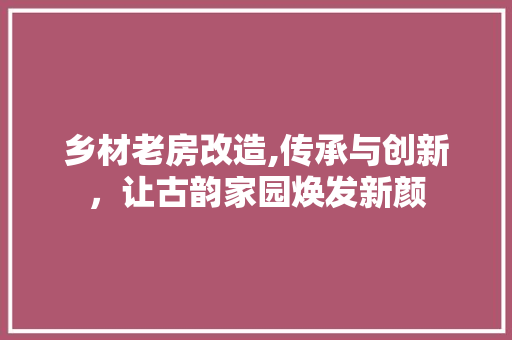 乡材老房改造,传承与创新，让古韵家园焕发新颜 隔断设计