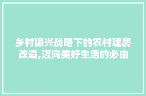 乡村振兴战略下的农村建房改造,迈向美好生活的必由之路 地面装修