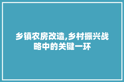 乡镇农房改造,乡村振兴战略中的关键一环