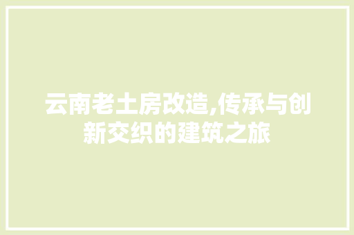 云南老土房改造,传承与创新交织的建筑之旅 装修材料