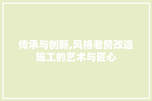 传承与创新,风格老房改造施工的艺术与匠心 墙面装饰