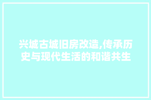 兴城古城旧房改造,传承历史与现代生活的和谐共生