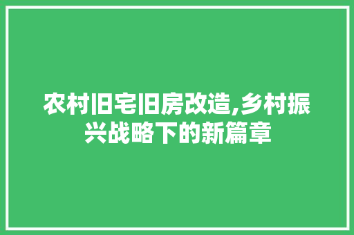 农村旧宅旧房改造,乡村振兴战略下的新篇章 墙面装饰 农村旧宅旧房改造,乡村振兴战略下的新篇章 墙面装饰
