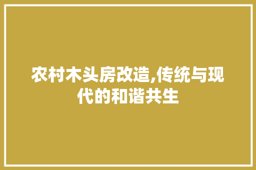 农村木头房改造,传统与现代的和谐共生 装修攻略