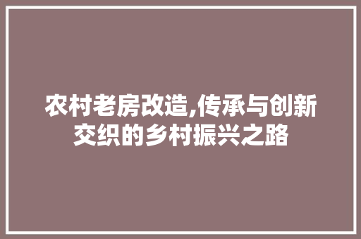 农村老房改造,传承与创新交织的乡村振兴之路 门窗装修 农村老房改造,传承与创新交织的乡村振兴之路 门窗装修