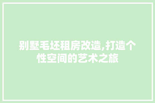 别墅毛坯租房改造,打造个性空间的艺术之旅 建筑设计