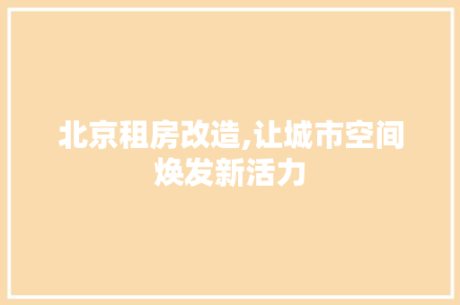 北京租房改造,让城市空间焕发新活力 装修材料