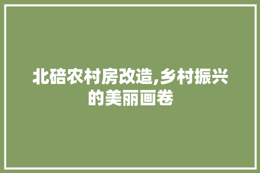 北碚农村房改造,乡村振兴的美丽画卷
