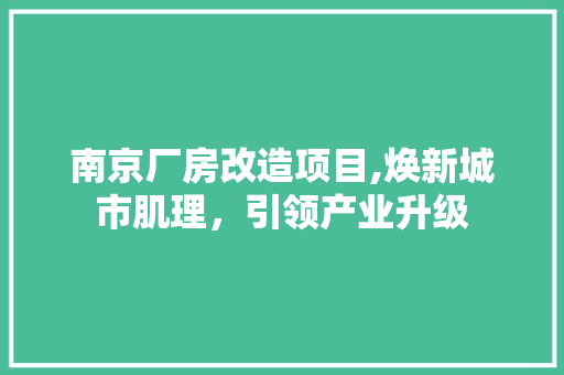南京厂房改造项目,焕新城市肌理，引领产业升级