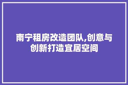 南宁租房改造团队,创意与创新打造宜居空间