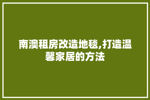 南澳租房改造地毯,打造温馨家居的方法 装修材料