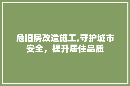 危旧房改造施工,守护城市安全，提升居住品质