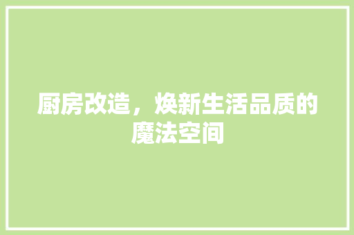 厨房改造，焕新生活品质的魔法空间 地面装修