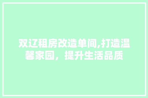 双辽租房改造单间,打造温馨家园，提升生活品质