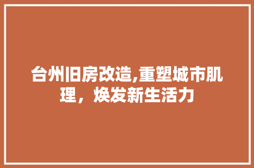 台州旧房改造,重塑城市肌理，焕发新生活力