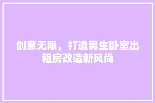 创意无限，打造男生卧室出租房改造新风尚