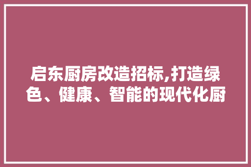 启东厨房改造招标,打造绿色、健康、智能的现代化厨房 景观设计