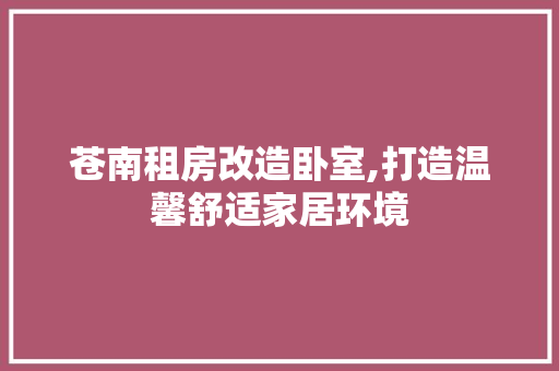 苍南租房改造卧室,打造温馨舒适家居环境 装修攻略