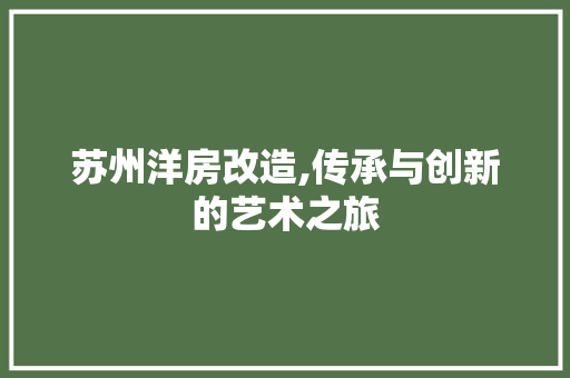 苏州洋房改造,传承与创新的艺术之旅 墙面装饰