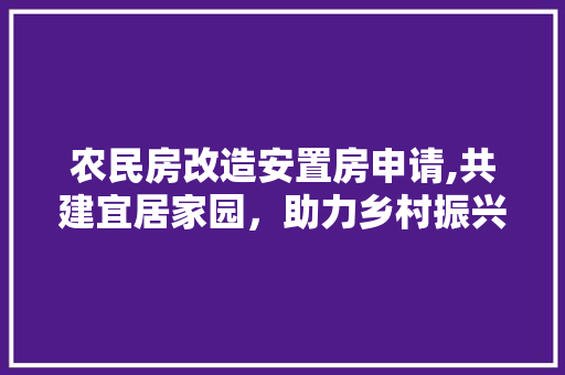 农民房改造安置房申请,共建宜居家园，助力乡村振兴