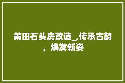 莆田石头房改造_,传承古韵，焕发新姿 墙面装饰