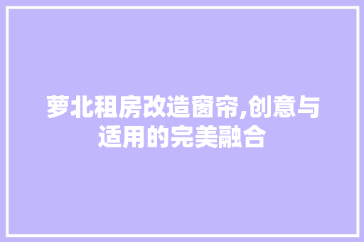 萝北租房改造窗帘,创意与适用的完美融合