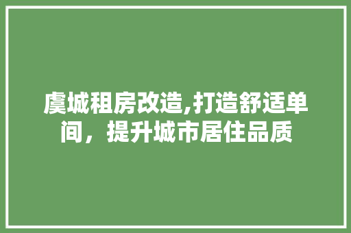 虞城租房改造,打造舒适单间，提升城市居住品质