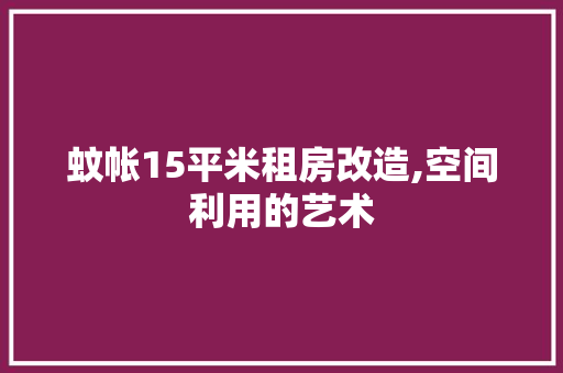 蚊帐15平米租房改造,空间利用的艺术