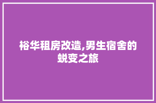 裕华租房改造,男生宿舍的蜕变之旅