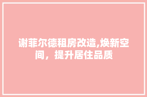 谢菲尔德租房改造,焕新空间，提升居住品质 装修攻略
