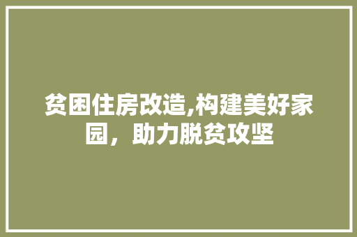贫困住房改造,构建美好家园，助力脱贫攻坚