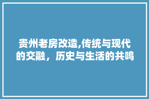 贵州老房改造,传统与现代的交融，历史与生活的共鸣