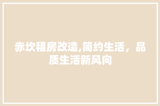 赤坎租房改造,简约生活，品质生活新风向