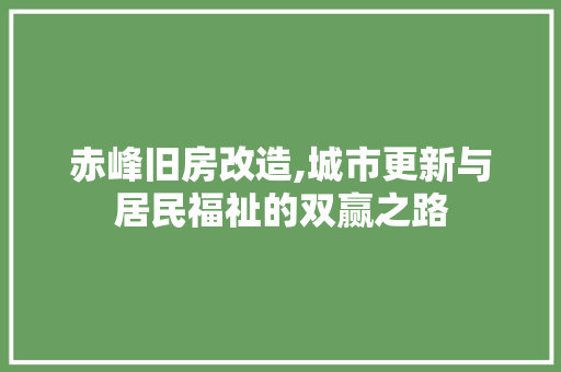 赤峰旧房改造,城市更新与居民福祉的双赢之路 建筑设计