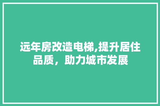远年房改造电梯,提升居住品质，助力城市发展