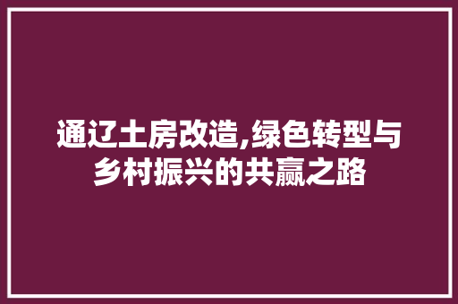 通辽土房改造,绿色转型与乡村振兴的共赢之路 装修材料