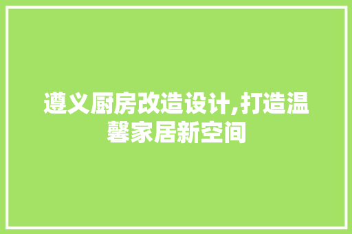 遵义厨房改造设计,打造温馨家居新空间 装修材料