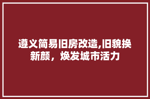 遵义简易旧房改造,旧貌换新颜，焕发城市活力 地面装修