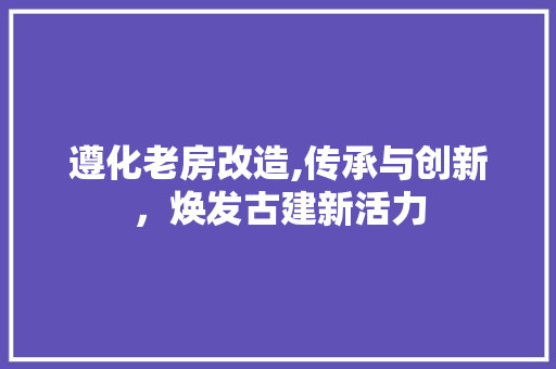 遵化老房改造,传承与创新，焕发古建新活力 装修材料