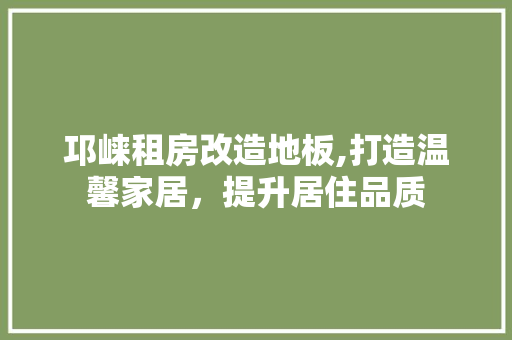 邛崃租房改造地板,打造温馨家居，提升居住品质 墙面装饰