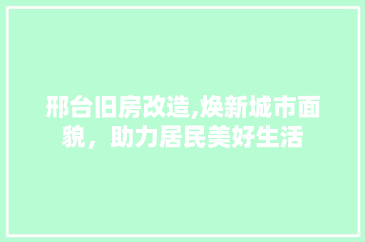 邢台旧房改造,焕新城市面貌，助力居民美好生活 建筑设计