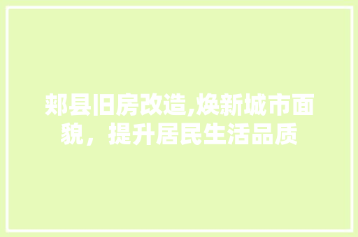 郏县旧房改造,焕新城市面貌，提升居民生活品质 地面装修