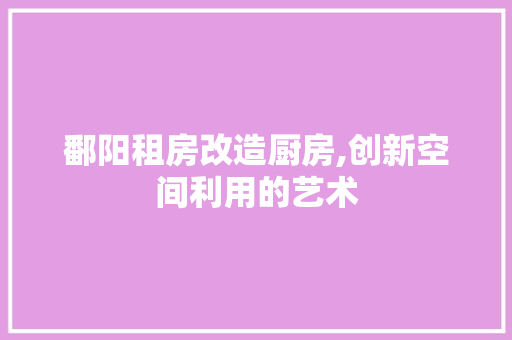 鄱阳租房改造厨房,创新空间利用的艺术 装修材料