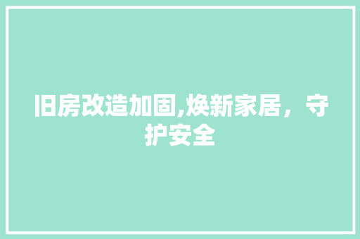 旧房改造加固,焕新家居，守护安全 建筑设计