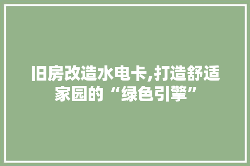 旧房改造水电卡,打造舒适家园的“绿色引擎” 地面装修