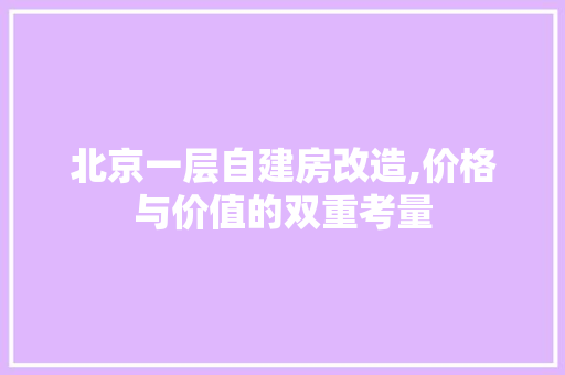 北京一层自建房改造,价格与价值的双重考量 地面装修